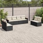 vidaXL 8-delige Loungeset met kussens poly rattan zwart, Tuin en Terras, Verzenden, Nieuw, Rotan, Loungeset