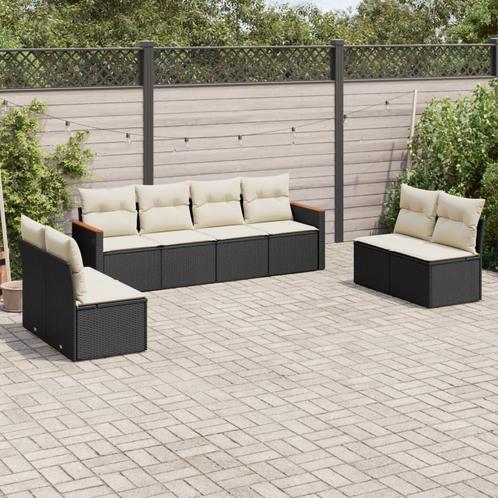 vidaXL 8-delige Loungeset met kussens poly rattan zwart, Tuin en Terras, Tuinsets en Loungesets, Loungeset, Nieuw, Rotan, Verzenden