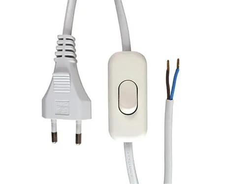 Aansluitsnoer met schakelaar - 0.75mm² - 2 meter - Wit, Doe-het-zelf en Verbouw, Elektra en Kabels, Kabel of Snoer, Nieuw, Ophalen of Verzenden