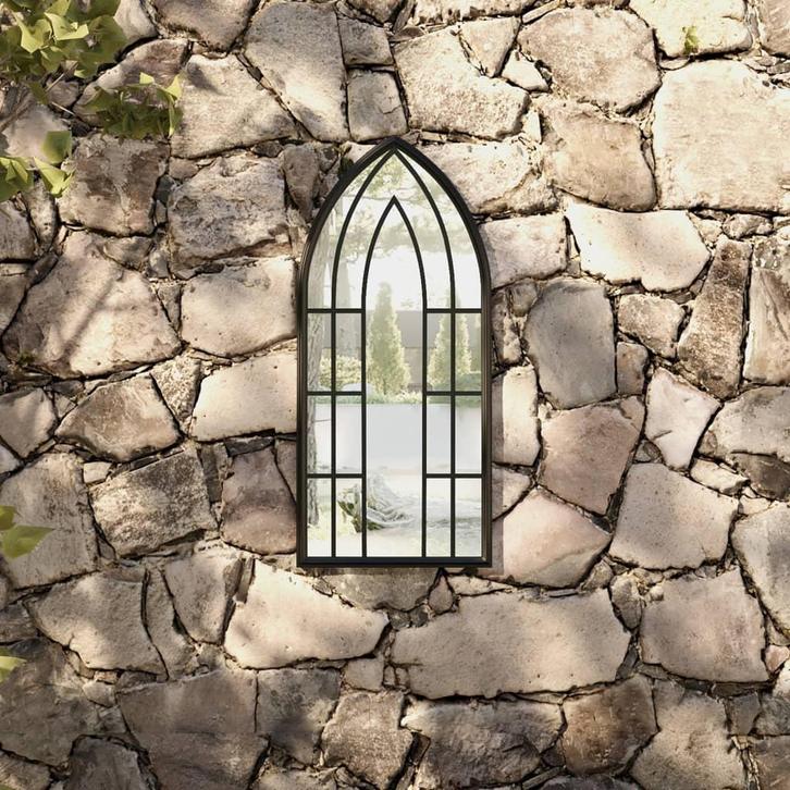 vidaXL Tuinspiegel 70x30 cm ijzer zwart, Huis en Inrichting, Woonaccessoires | Spiegels, Nieuw, Verzenden