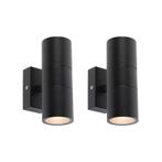 Set van 2 buitenwandlampen zwart IP44 - Duo, Nieuw, Overige materialen, Modern
