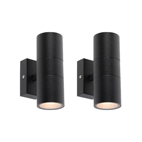 Set van 2 buitenwandlampen zwart IP44 - Duo, Huis en Inrichting, Lampen | Wandlampen, Nieuw, Overige materialen