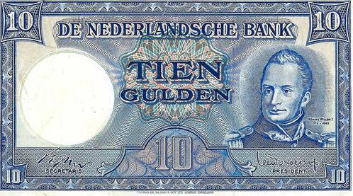 Bankbiljet 10 gulden 1949 Willem I Molen Zeer Fraai, Postzegels en Munten, Bankbiljetten | Nederland, Verzenden