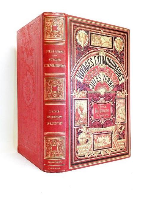 Jules Verne - Lécole des Robinsons / Le rayon vert - 1882, Antiek en Kunst, Antiek | Boeken en Bijbels