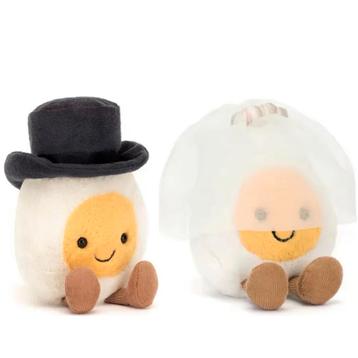 Schattig bruidspaar in de vorm van 2 pluche eitjes beschikbaar voor biedingen