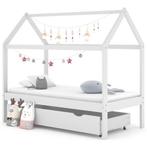 vidaXL Kinderbedframe met lade massief grenenhout wit 80x160, Kinderen en Baby's, Kinderkamer | Bedden, Verzenden, Nieuw