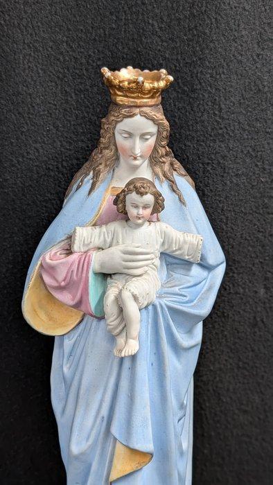 Beeld - Heilige Maagd Maria met kind - 37 cm - Biscuit, Antiek en Kunst, Antiek | Boeken en Bijbels