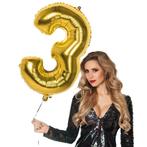 Gouden Cijfer Ballon 3 Jaar 86cm, Verzenden, Nieuw
