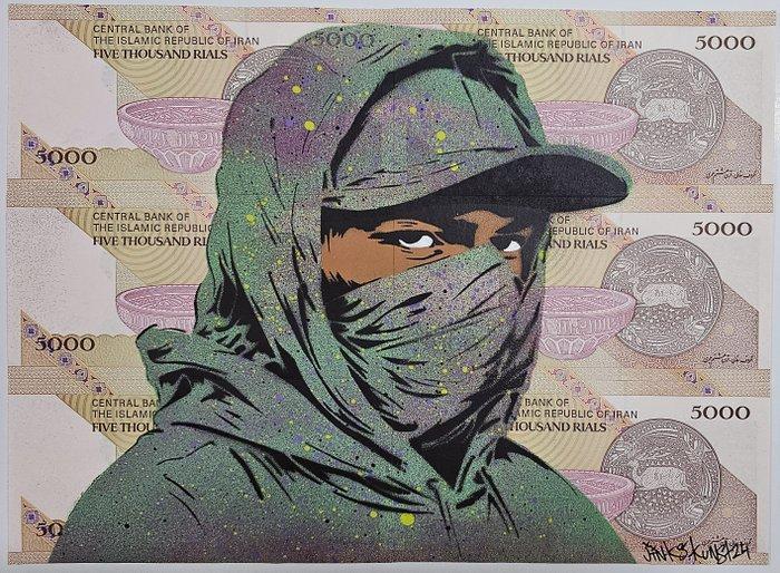 Jinks Kunst - We are here · (6 billets Iranien), Antiek en Kunst, Kunst | Designobjecten