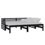 Bedbank uitschuifbaar massief grenenhout zwart 2x(90x200) cm, Huis en Inrichting, Complete inboedels, Verzenden