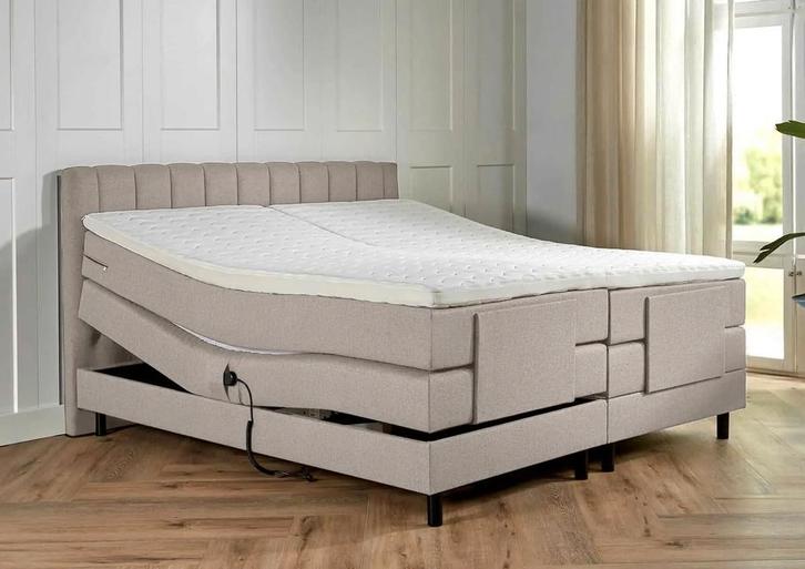 ACTIE! Elektrische boxspring Vienna 160 200 Beige, Huis en Inrichting, Slaapkamer | Boxsprings, 160 cm, 200 cm, Beige, Tweepersoons