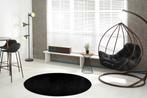 Rond Hoogpolig Vloerkleed | Paradise | Zwart | 120x120 cm, Verzenden, Nieuw