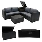 Rotan Modulaire Tuinmeubelen 6 Stuk Zwart Tafel Loungeset 2, Verzenden, Nieuw