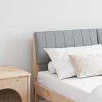 vidaXL Gestoffeerd hoofdbord Lichtgrijs 135 cm Massief, Verzenden, Nieuw, Bruin, Hout