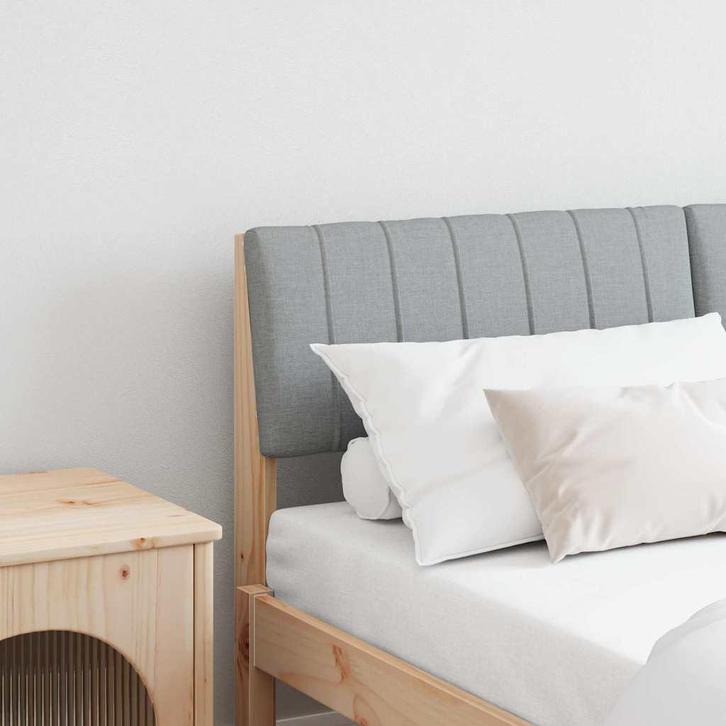 vidaXL Gestoffeerd hoofdbord Lichtgrijs 135 cm Massief, Huis en Inrichting, Slaapkamer | Bedden, Bruin, Nieuw, Hout, Verzenden