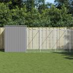 vidaXL Hondenhok met ren 214x1069x181 cm staal lichtgrijs, Dieren en Toebehoren, Hondenhokken, Verzenden, Nieuw