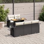 vidaXL 6-delige Loungeset met kussens poly rattan zwart, Tuin en Terras, Verzenden, Nieuw, Rotan, Loungeset