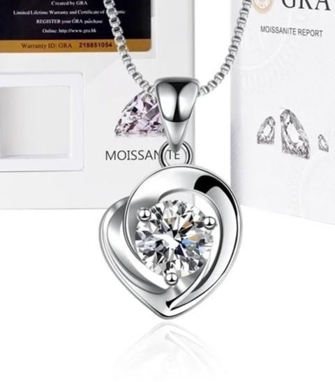 Zilveren ketting met moissenaite, Sieraden, Tassen en Uiterlijk, Kettingen, Met edelsteen, Met hanger, Verstelbaar, Zilver, Nieuw