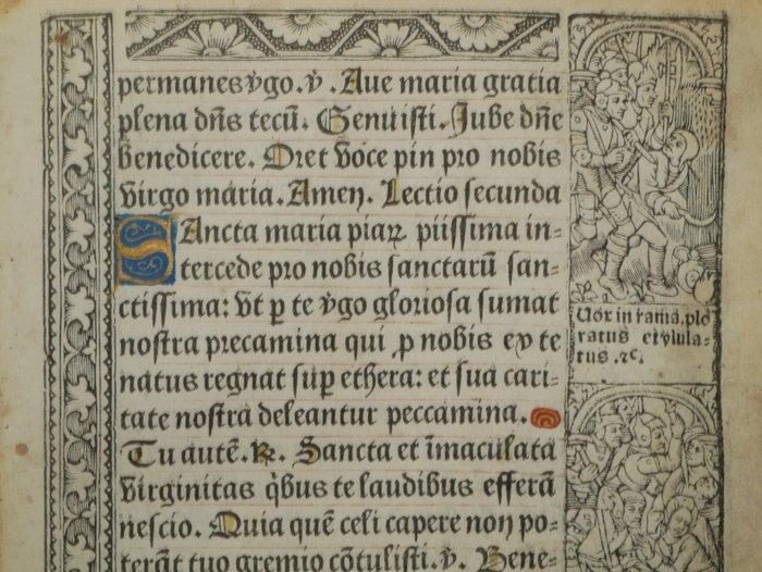 Vostre - Leaf from a book of hours, printed on vellum - 1502, Antiek en Kunst, Antiek | Boeken en Bijbels