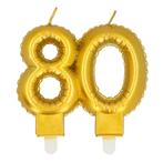 Gouden Kaars 80 Jaar 8cm, Verzenden, Nieuw