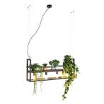 Smart hanglamp zwart met hout en rek 4-lichts incl. Wifi A60, Huis en Inrichting, Lampen | Hanglampen, Nieuw, Overige materialen