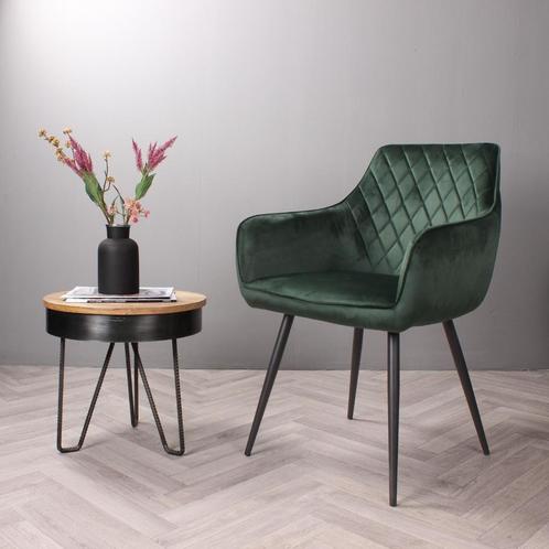 Eetkamerstoel met armleuning  Velvet Groen - Armstoel, Huis en Inrichting, Stoelen, Nieuw, Ophalen of Verzenden