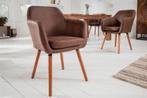 Design armleuningstoel SUPREME vintage bruin met massief, Nieuw, Ophalen of Verzenden