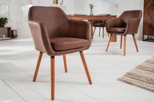Design armleuningstoel SUPREME vintage bruin met massief, Huis en Inrichting, Stoelen, Ophalen of Verzenden