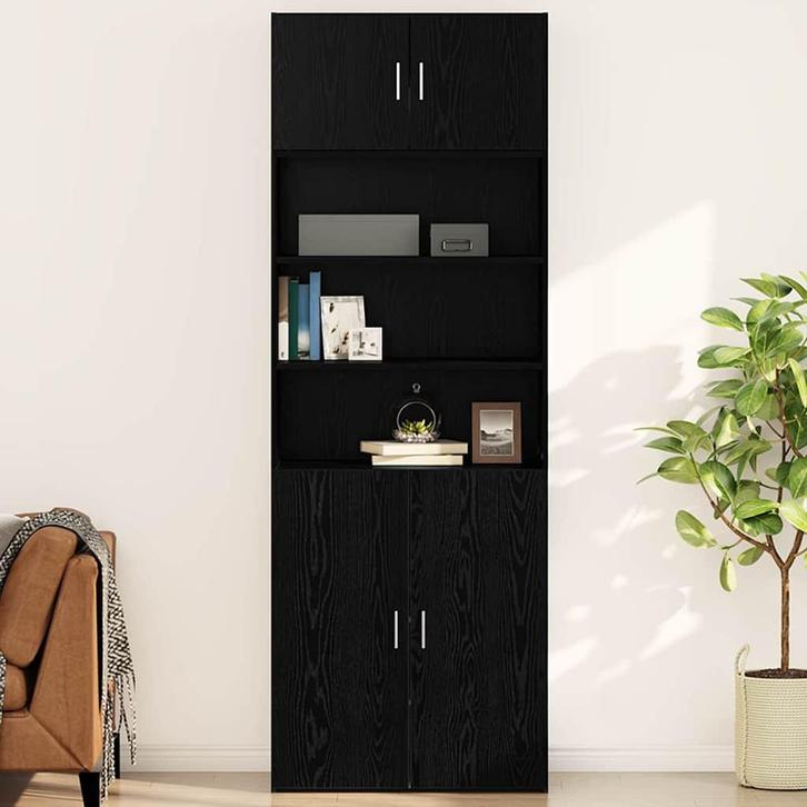 vidaXL Wandkast Zwart eiken 80 x 42.5 x 40 cm Bewerkt hout, Huis en Inrichting, Kasten | Buffetkasten, Nieuw, Minder dan 50 cm