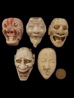 Noh masker - Keramiek - 5 Noh- of Kygen- maskers (Zonder