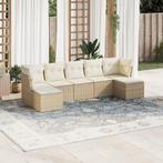 vidaXL 7-delige Loungeset met kussens poly rattan beige, Tuin en Terras, Verzenden, Nieuw, Rotan, Loungeset