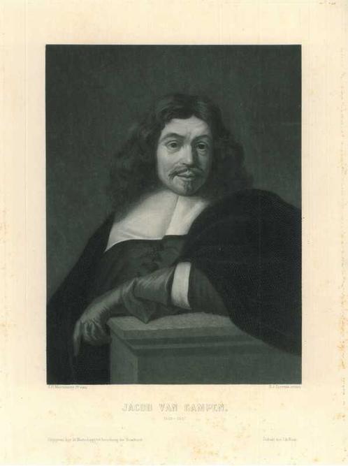 Portrait of Jacob van Campen, Antiek en Kunst, Kunst | Etsen en Gravures