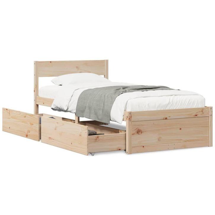 Massief Hout Bed 100x200 | Tweedekansje | OP=OP, Huis en Inrichting, Slaapkamer | Bedden, 100 cm, 200 cm, Verstelbaar, Bruin, Nieuw