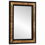 vidaXL Spiegel Zwart en Bruin 70 x 2 x 70 cm Massief Hout, Huis en Inrichting, Woonaccessoires | Spiegels, Verzenden, Nieuw