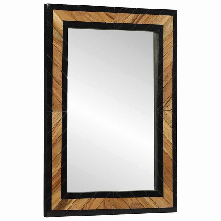 vidaXL Spiegel Zwart en Bruin 70 x 2 x 70 cm Massief Hout, Huis en Inrichting, Woonaccessoires | Spiegels, Nieuw, Verzenden