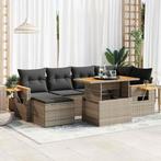 vidaXL 7-delige Loungeset met kussens poly rattan acacia, Verzenden, Nieuw, Loungeset