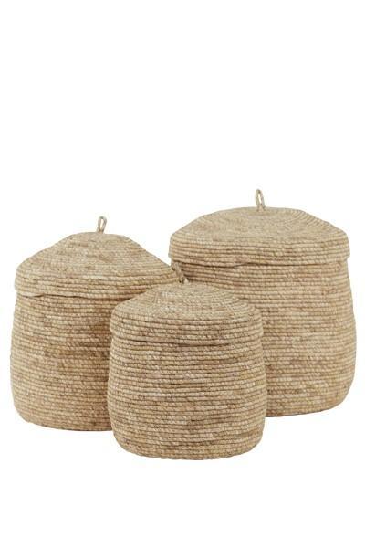 Odon basket set van3 with lid max ø36x42cm peach, Huis en Inrichting, Woonaccessoires | Wanddecoraties, Nieuw, Ophalen of Verzenden