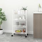 vidaXL Keukentrolley 4-laags 46x26x85 cm ijzer wit, Verzenden, Nieuw