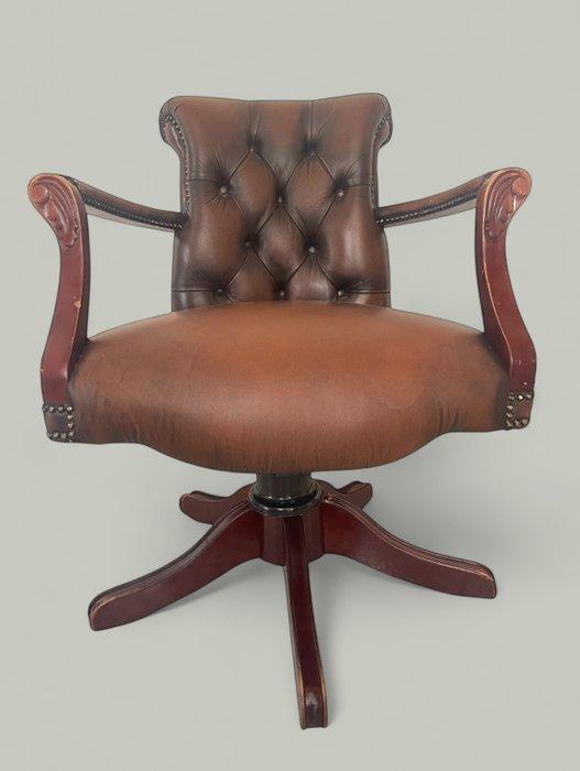 Bureaustoel - Leder, Hout - Stile Chesterfield, Antiek en Kunst, Curiosa en Brocante