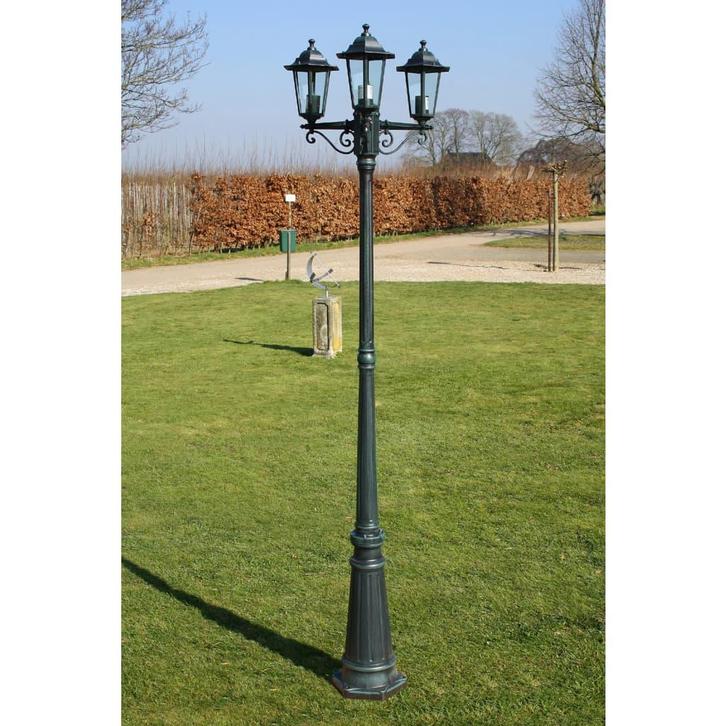 vidaXL Tuinlantaarn met 3 armen 215 cm aluminium, Tuin en Terras, Buitenverlichting, Staande lamp, Nieuw, Aluminium, Verzenden