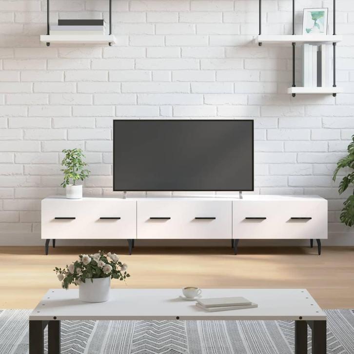 vidaXL Tv-meubel 150x36x30 cm bewerkt hout hoogglans wit, Huis en Inrichting, Kasten | Televisiemeubels, 25 tot 50 cm, Nieuw, Overige houtsoorten