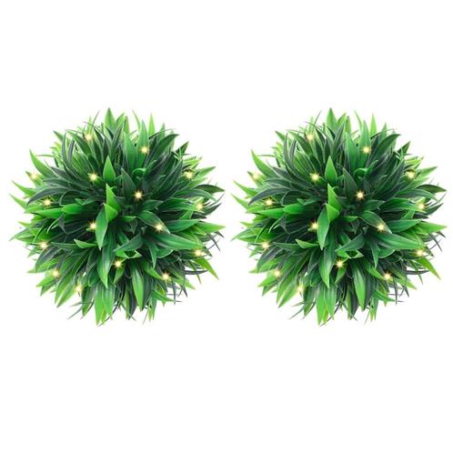 vidaXL Kunstbuxusballen met LED-verlichting 4 st 15 cm groen, Huis en Inrichting, Woonaccessoires | Kunstplanten en Kunstbloemen
