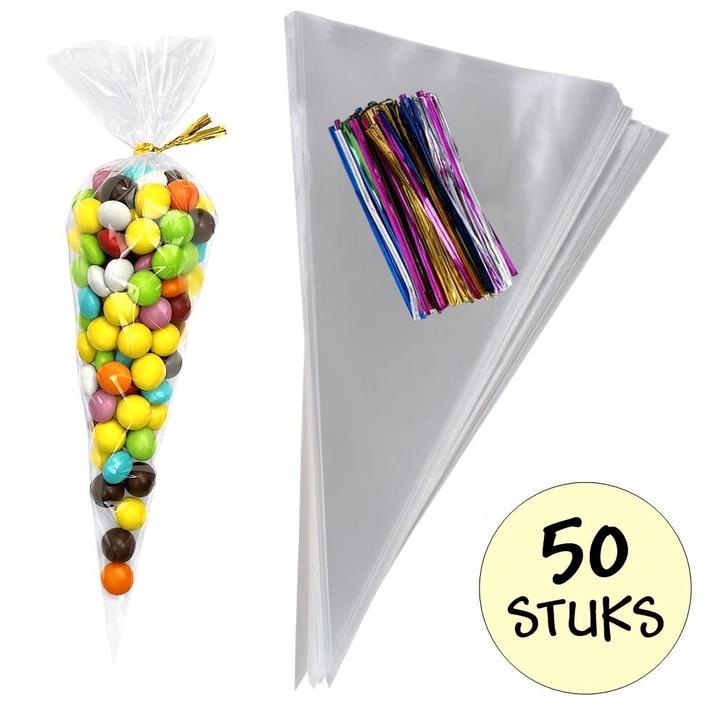 Fako Bijoux - 50x Cellofaan Puntzakken 37x18cm - Puntzak, Diversen, Cadeauverpakkingen, Verzenden