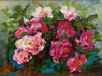 Anke Brokstra (1940-2021) - Roze rozen, Antiek en Kunst, Kunst | Schilderijen | Klassiek