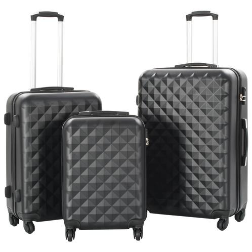 3-delige Harde trolley kofferset ABS zwart lichtgewicht, Sieraden, Tassen en Uiterlijk, Koffers, Nieuw, Uitschuifbare handgreep