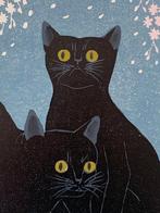 Cat and Sakura (Black Cats) - NO RESERVE PRICE ! - Nishida
