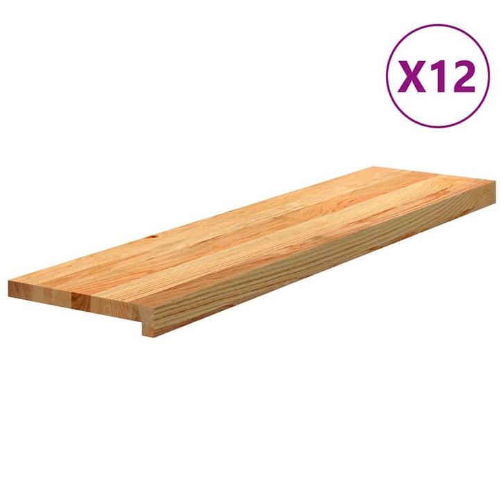 vidaXL Traptreden 12 st 100x25x2 cm massief eikenhout, Doe-het-zelf en Verbouw, Ladders en Trappen, Nieuw, Verzenden