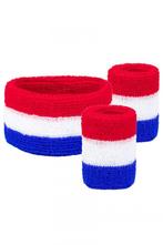 Kinder Zweetbandjes Set Rood Wit Blauw Hoofdband Polsbandjes, Ophalen of Verzenden, Nieuw, Carnaval, Accessoires