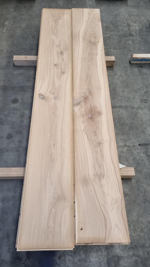 Restpartij 15,21 m2 eiken multiplank, onbehandeld, Doe-het-zelf en Verbouw, Hout en Planken, Plank, Zo goed als nieuw, Minder dan 25 mm