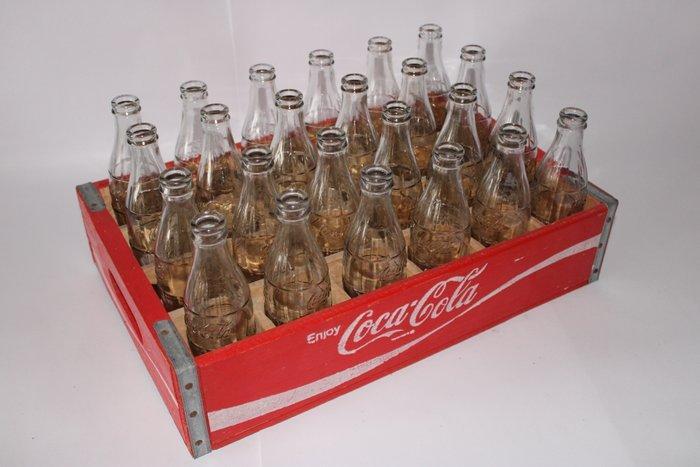 Coca Cola - Krat - Hout, Glas - compleet met 24 flesjes, Antiek en Kunst, Antiek | Wandborden en Tegels